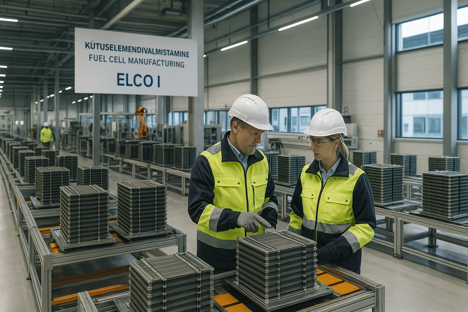 Elcogen ELCO I, производство топливных элементов в Эстонии, стэки SOFC/SOEC на конвейере, промышленная автоматизация